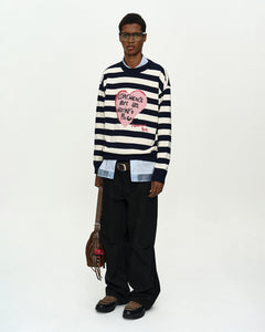 기타 BOYS HEART MESSAGE CREW-NECK SWEATER atb1453m(NAVY/IVORY)