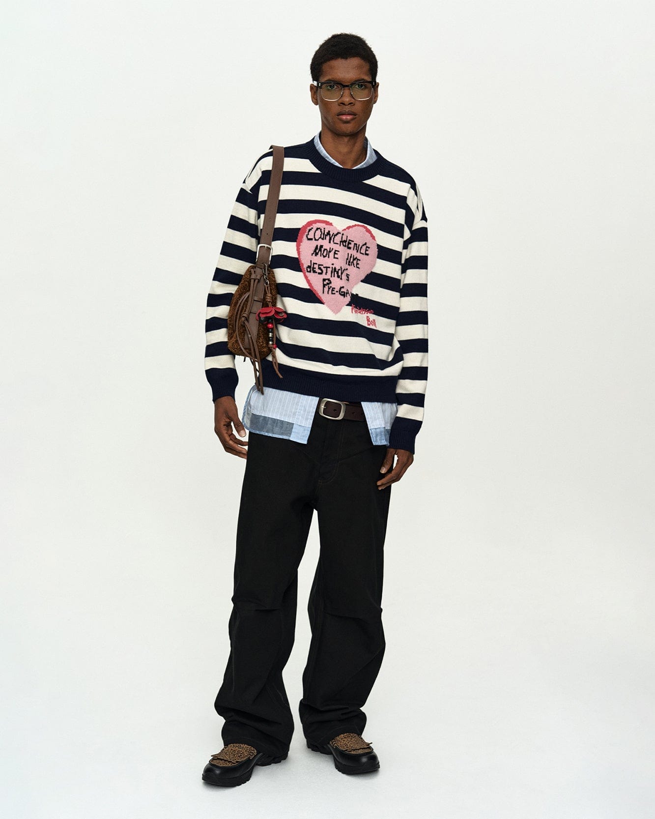 기타 BOYS HEART MESSAGE CREW-NECK SWEATER atb1453m(NAVY/IVORY)