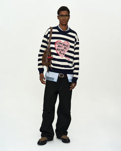 기타 BOYS HEART MESSAGE CREW-NECK SWEATER atb1453m(NAVY/IVORY)