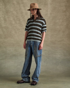 기타 BUBBLE STRIPE POLO SWEATER atb1246m(BROWN/MINT)