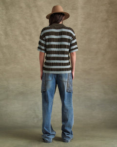 기타 BUBBLE STRIPE POLO SWEATER atb1246m(BROWN/MINT)