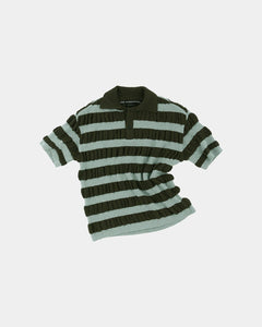 기타 BUBBLE STRIPE POLO SWEATER atb1246m(BROWN/MINT)