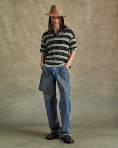 기타 BUBBLE STRIPE POLO SWEATER atb1246m(BROWN/MINT)