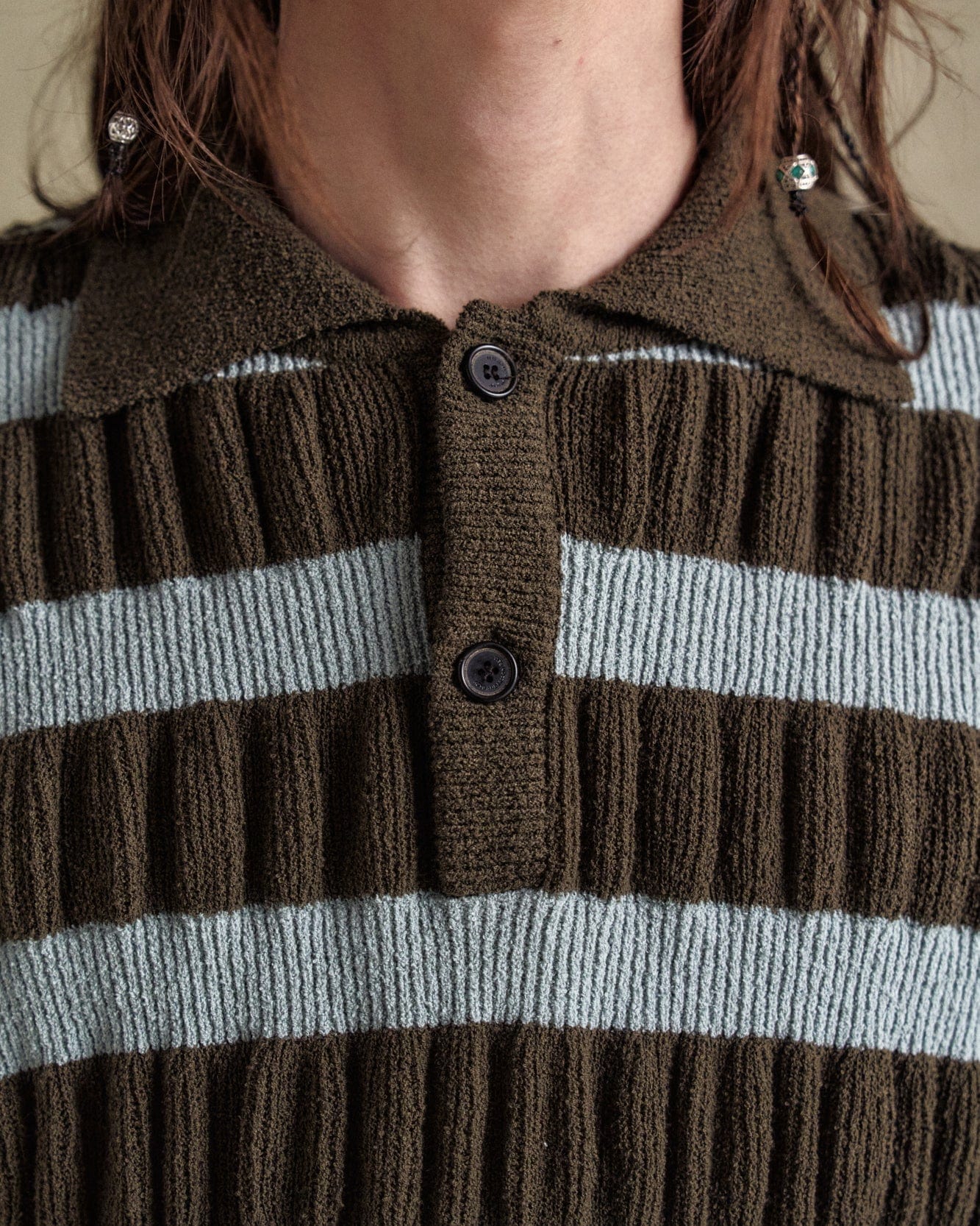 기타 BUBBLE STRIPE POLO SWEATER atb1246m(BROWN/MINT)