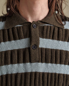 기타 BUBBLE STRIPE POLO SWEATER atb1246m(BROWN/MINT)