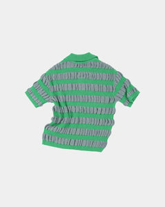 기타 BUBBLE STRIPE POLO SWEATER atb1246m(GREY/GREEN)