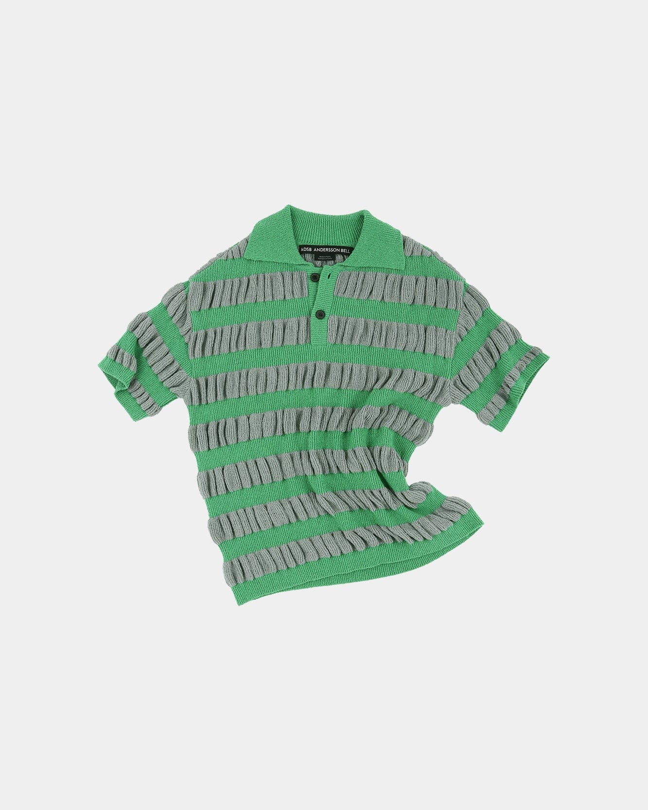 기타 BUBBLE STRIPE POLO SWEATER atb1246m(GREY/GREEN)