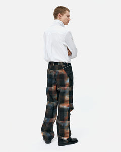 기타 BURN-OUT CHECK CUT-OUT WRAP PANTS apa840m(MULTI)