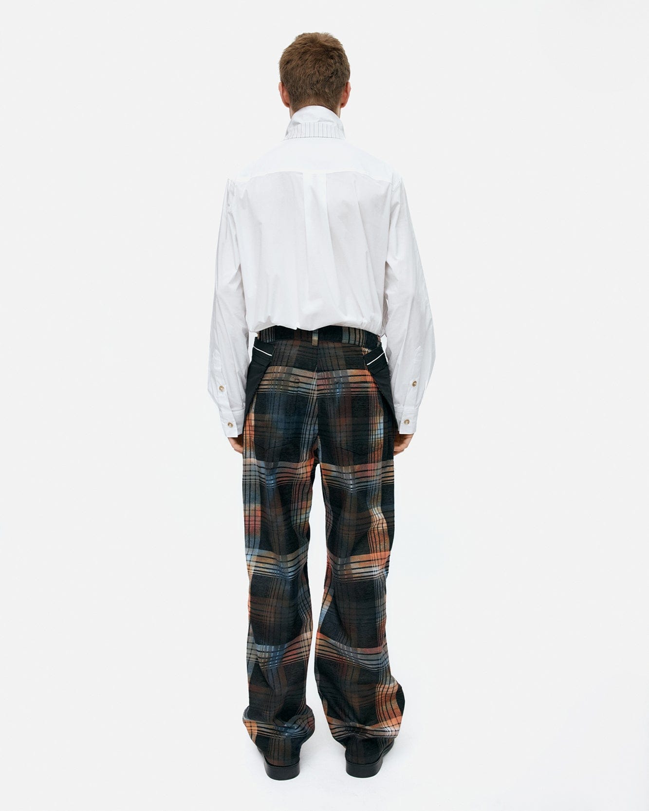 기타 BURN-OUT CHECK CUT-OUT WRAP PANTS apa840m(MULTI)