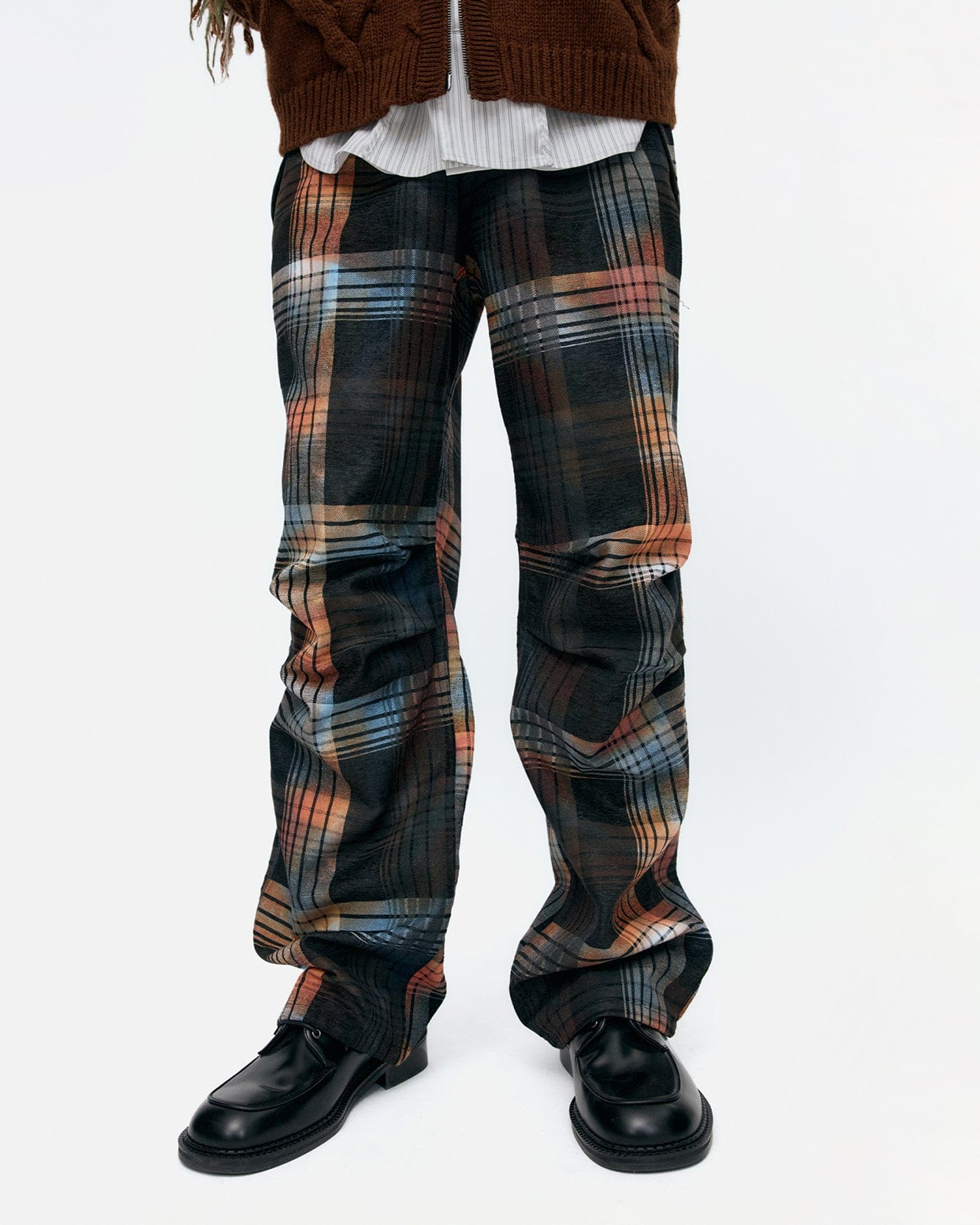 기타 BURN-OUT CHECK CUT-OUT WRAP PANTS apa840m(MULTI)