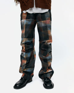 기타 BURN-OUT CHECK CUT-OUT WRAP PANTS apa840m(MULTI)