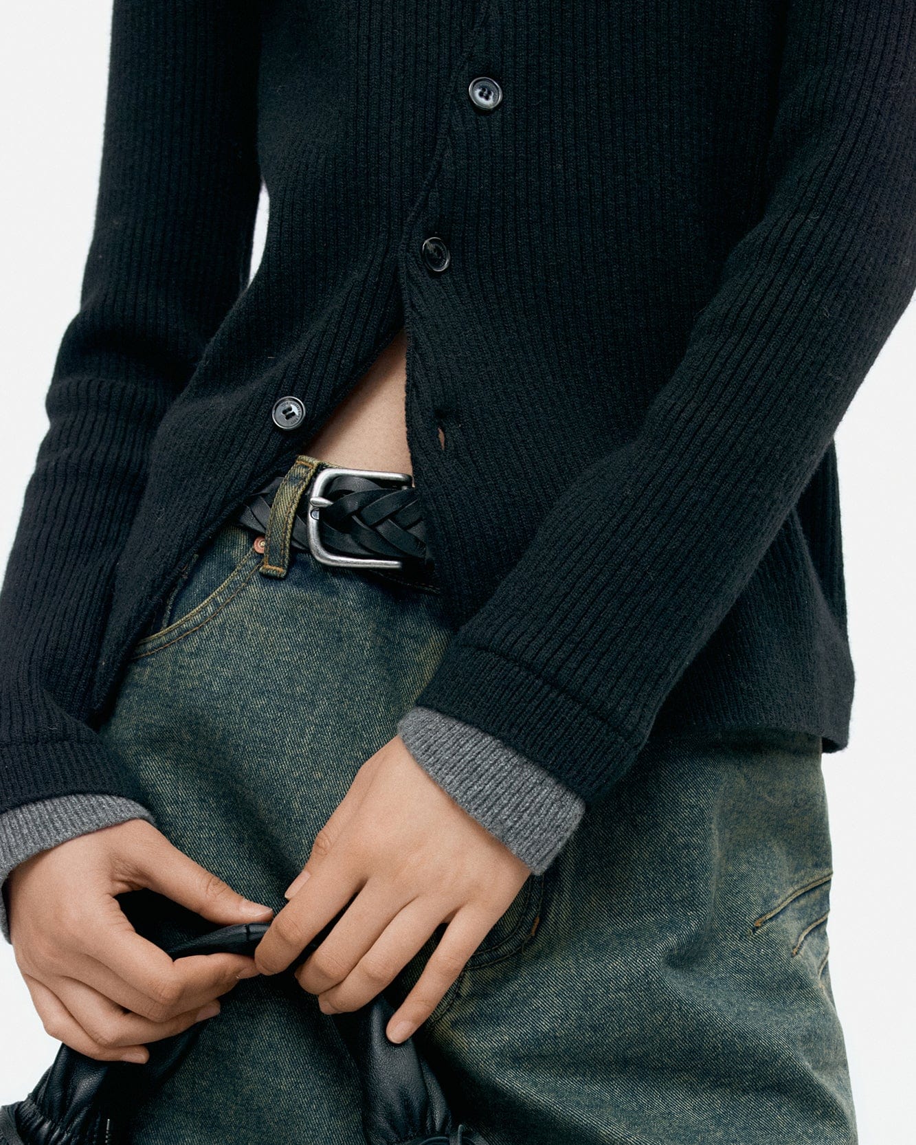 기타 BUTTON SLIM KNIT CARDIGAN atb1383w(BLACK)