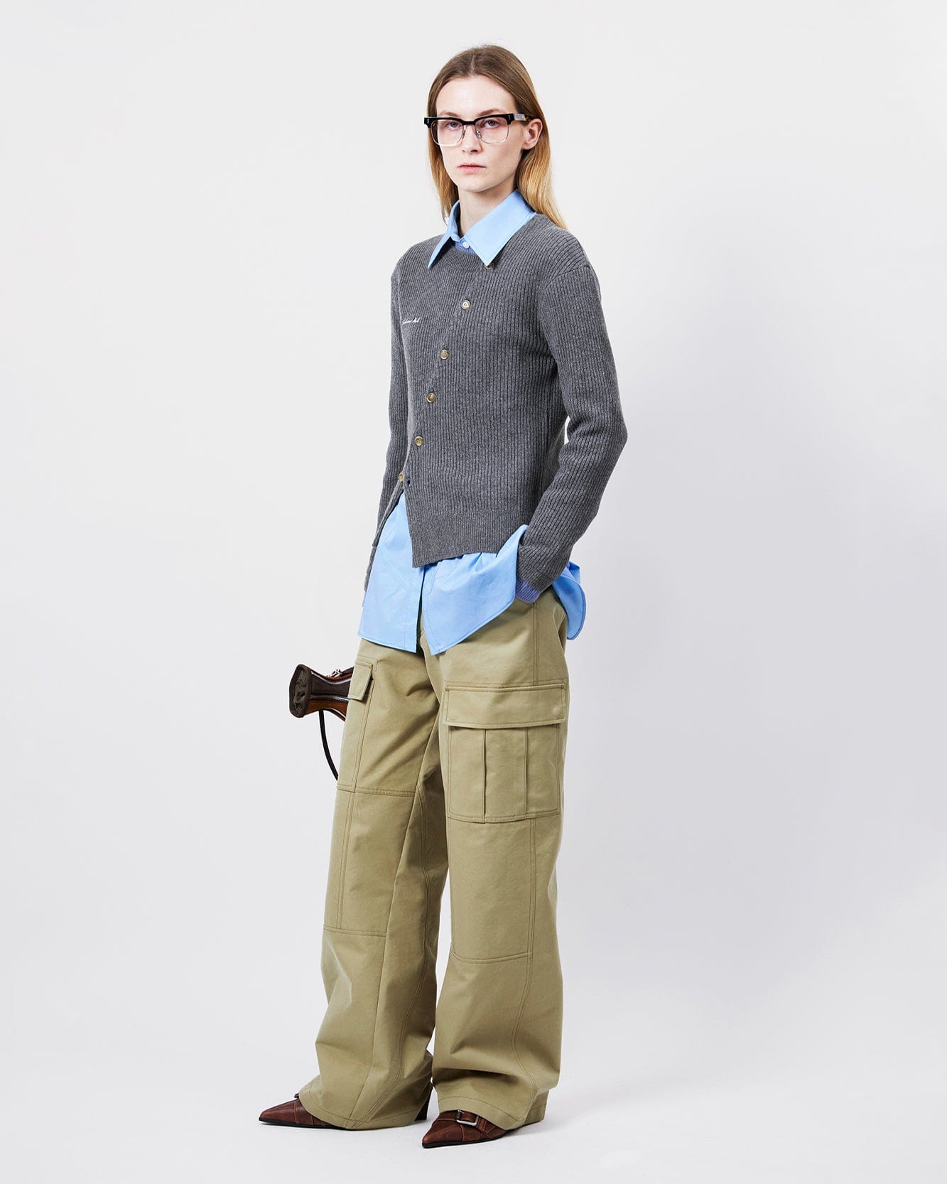 기타 BUTTON SLIM KNIT CARDIGAN atb1383w(GREY)