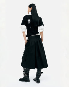 기타 CAP SLEEVE SWEATER LAYERED TOP atb1352w(BLACK)