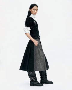 기타 CAP SLEEVE SWEATER LAYERED TOP atb1352w(BLACK)