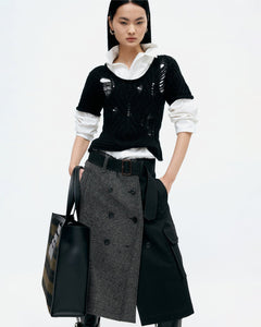 기타 CAP SLEEVE SWEATER LAYERED TOP atb1352w(BLACK)