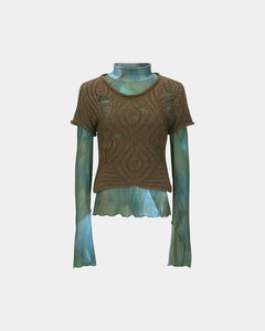 기타 CAP SLEEVE SWEATER LAYERED TOP atb1352w(BROWN)