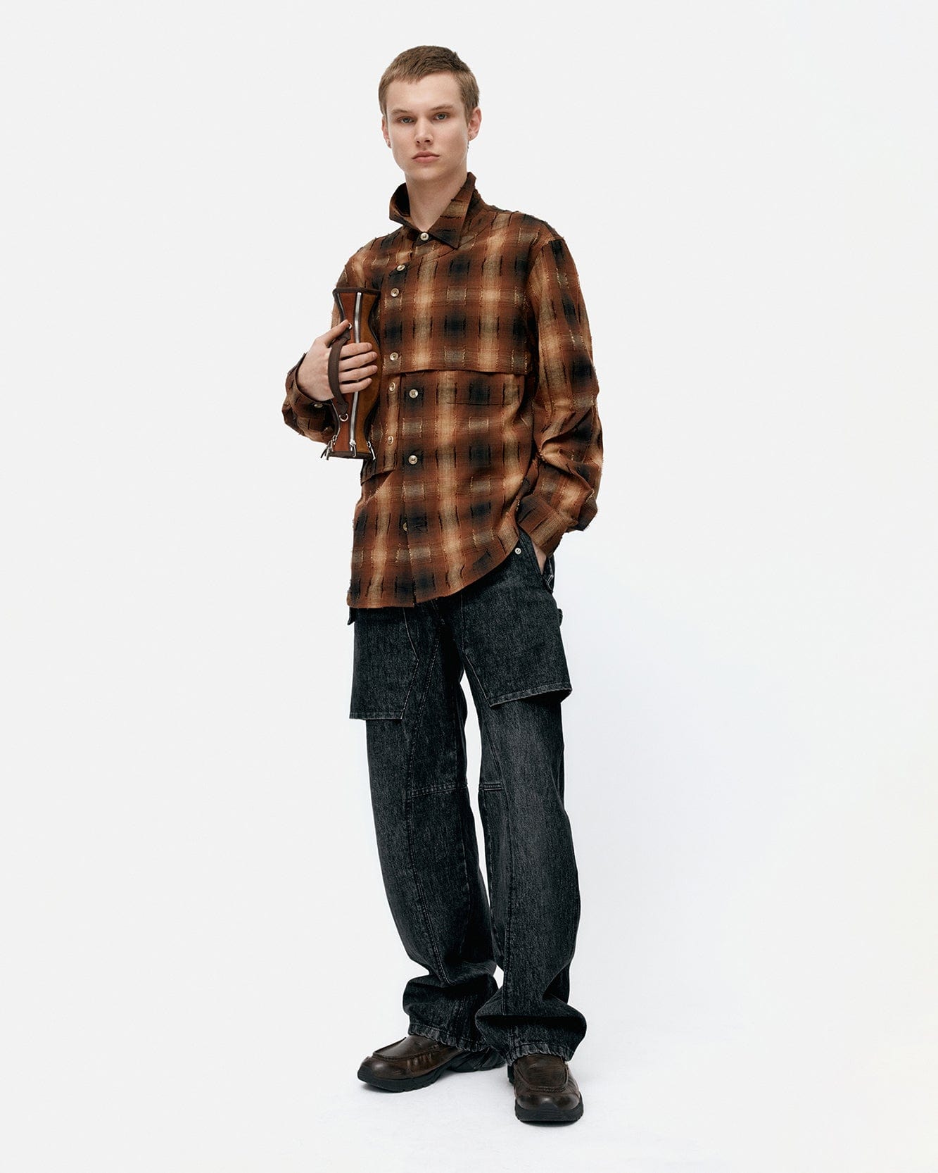 기타 CHECK LAYERED SHIRTS atb1337m(BROWN)