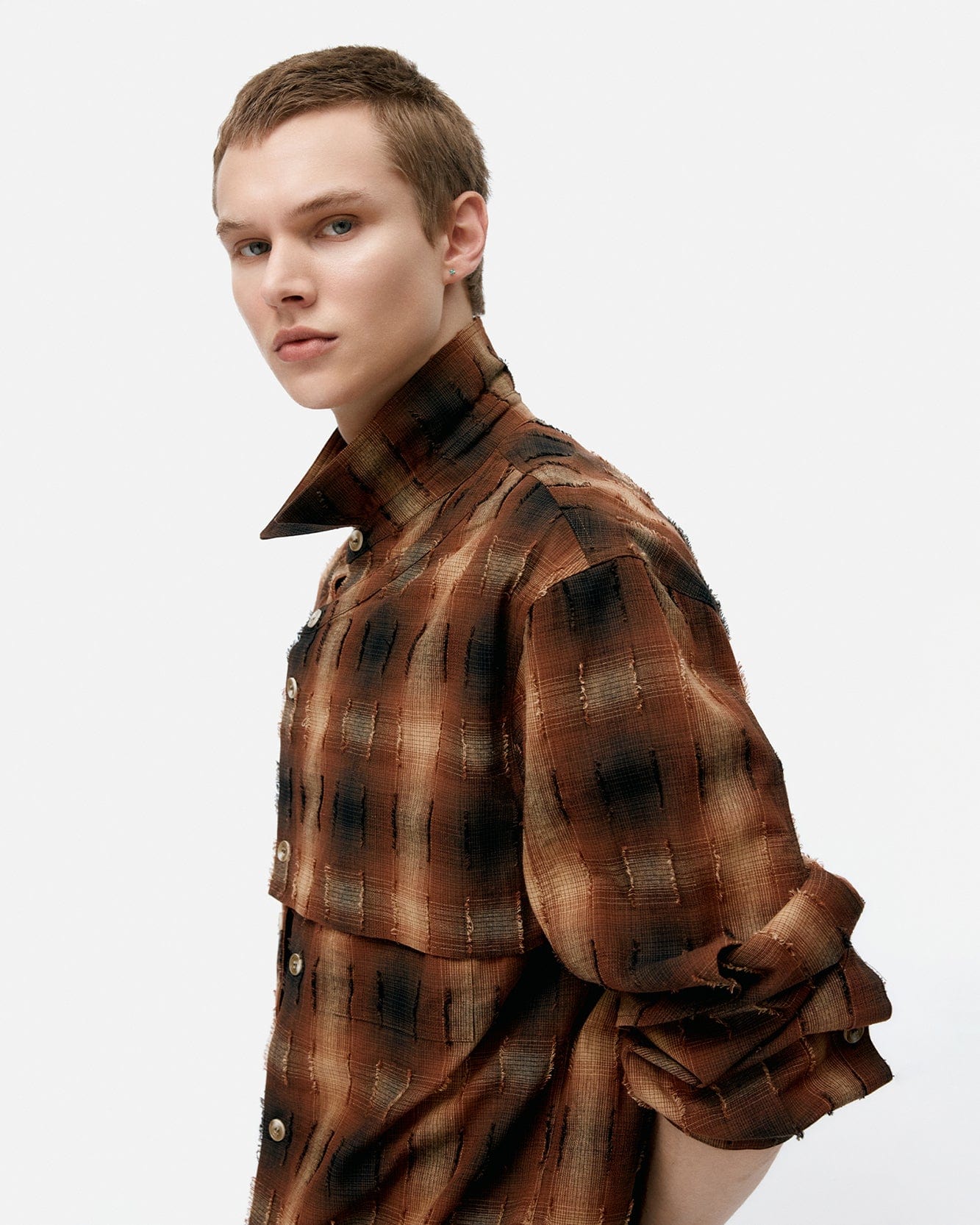 기타 CHECK LAYERED SHIRTS atb1337m(BROWN)