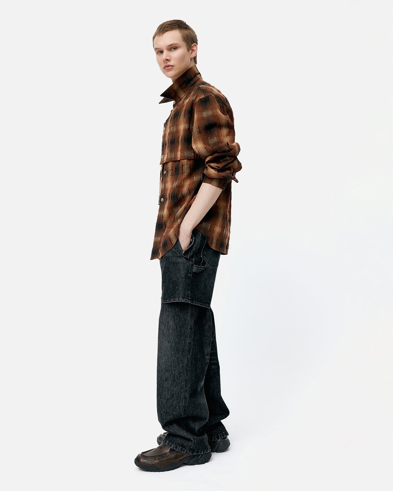 기타 CHECK LAYERED SHIRTS atb1337m(BROWN)