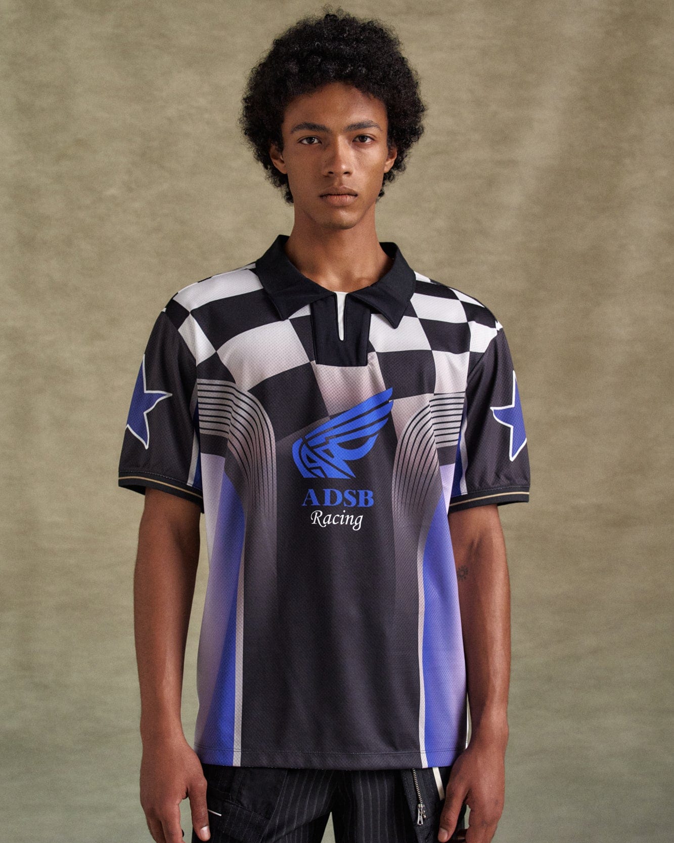 기타 CHECKERBOARD RACING T-SHIRTS atb1298m(BLUE/BLACK)