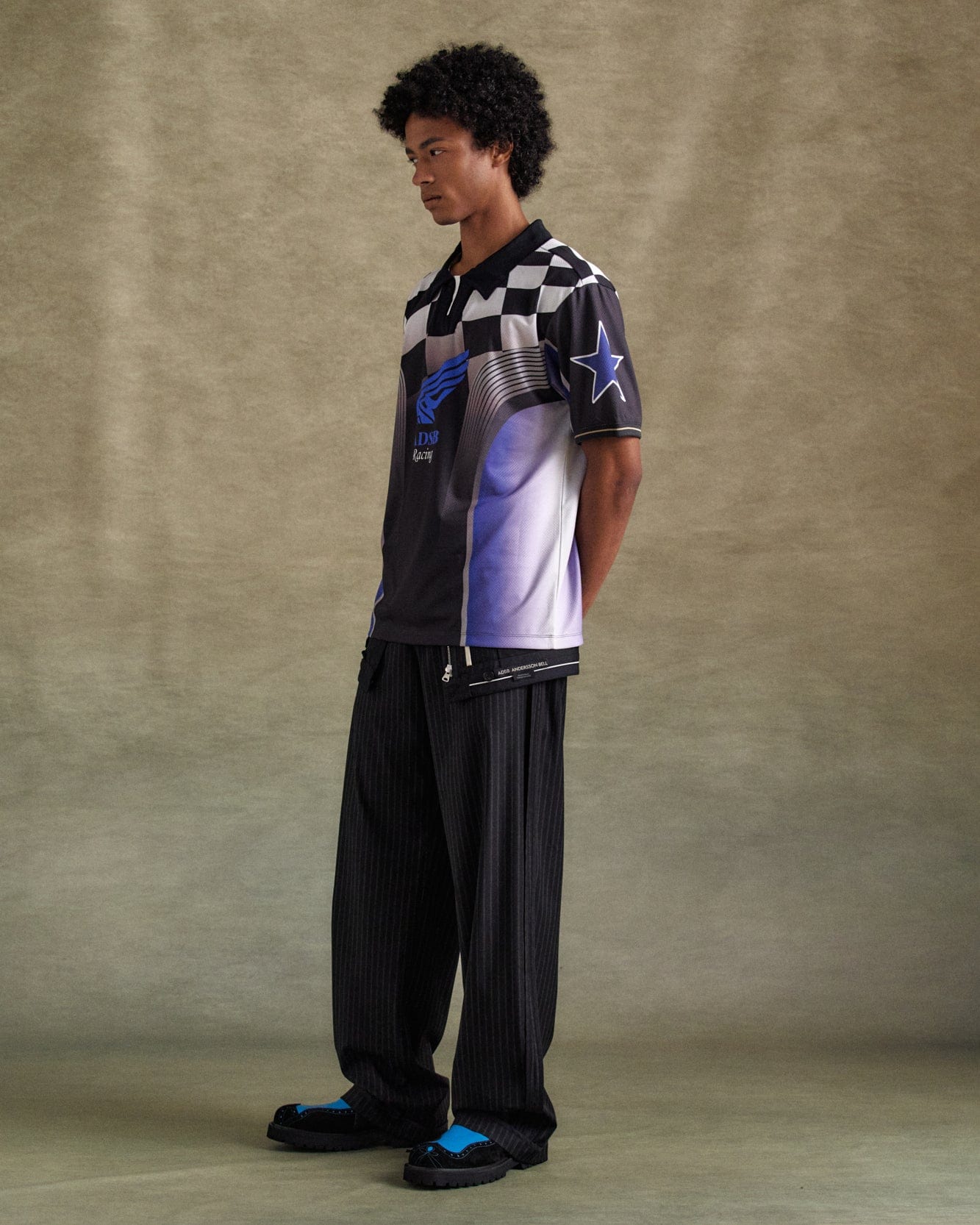 기타 CHECKERBOARD RACING T-SHIRTS atb1298m(BLUE/BLACK)