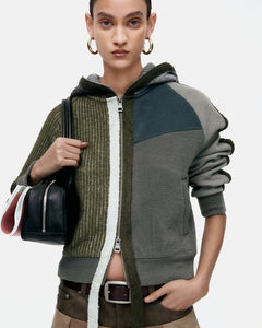 기타 COLOR BLOCKED KNIT HOODIE ZIP UP atb1364w(GREEN)