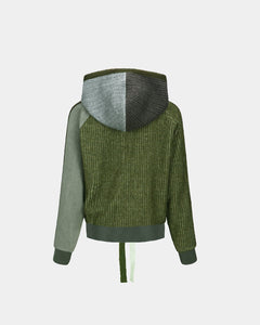 기타 COLOR BLOCKED KNIT HOODIE ZIP UP atb1364w(GREEN)