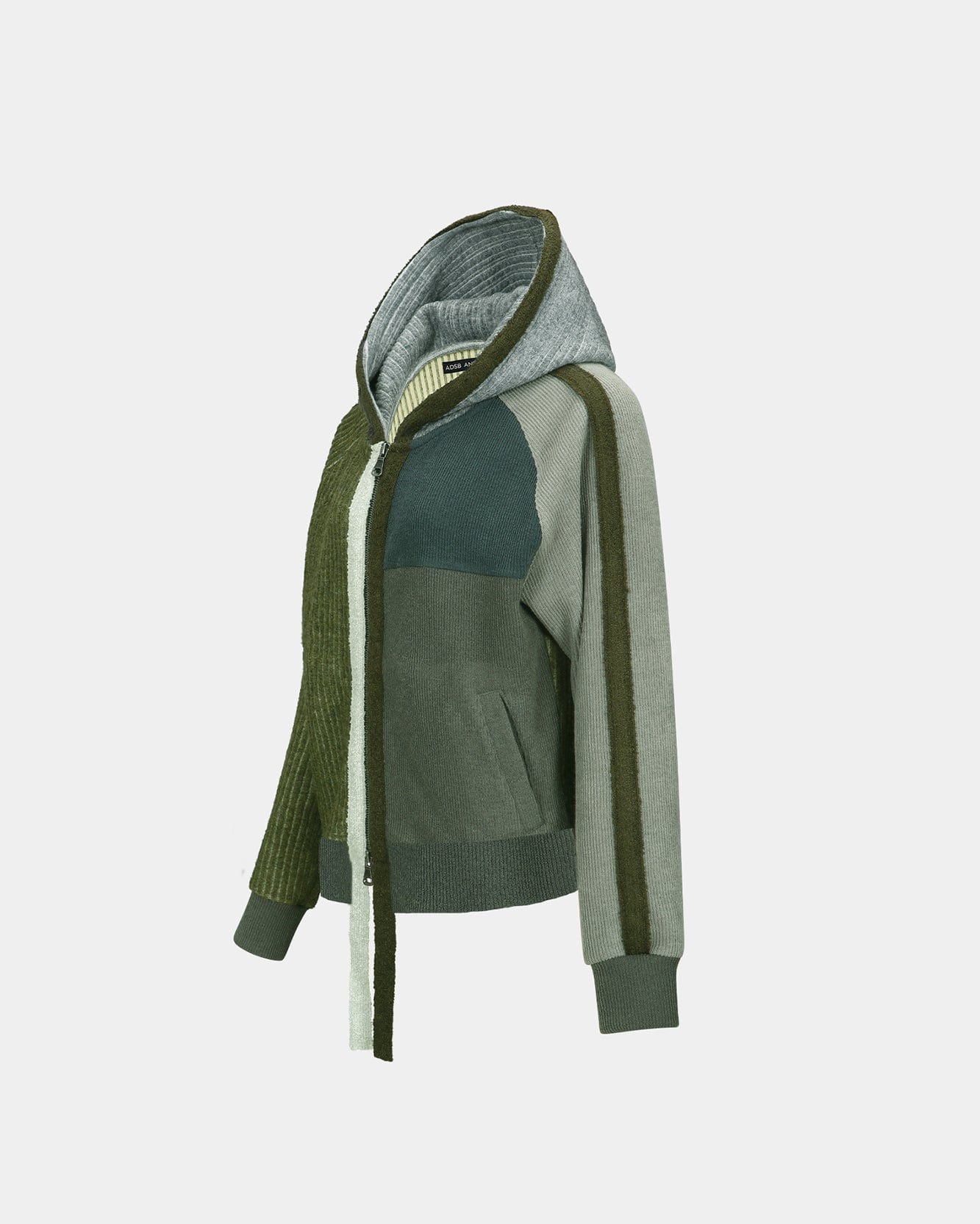 기타 COLOR BLOCKED KNIT HOODIE ZIP UP atb1364w(GREEN)