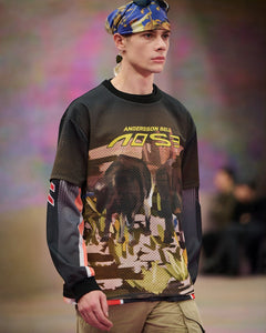 기타 COW PRINTED MESH T-SHIRTS atb1288m(BROWN)