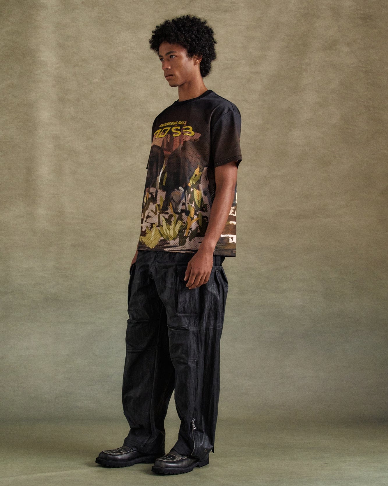 기타 COW PRINTED MESH T-SHIRTS atb1288m(BROWN)