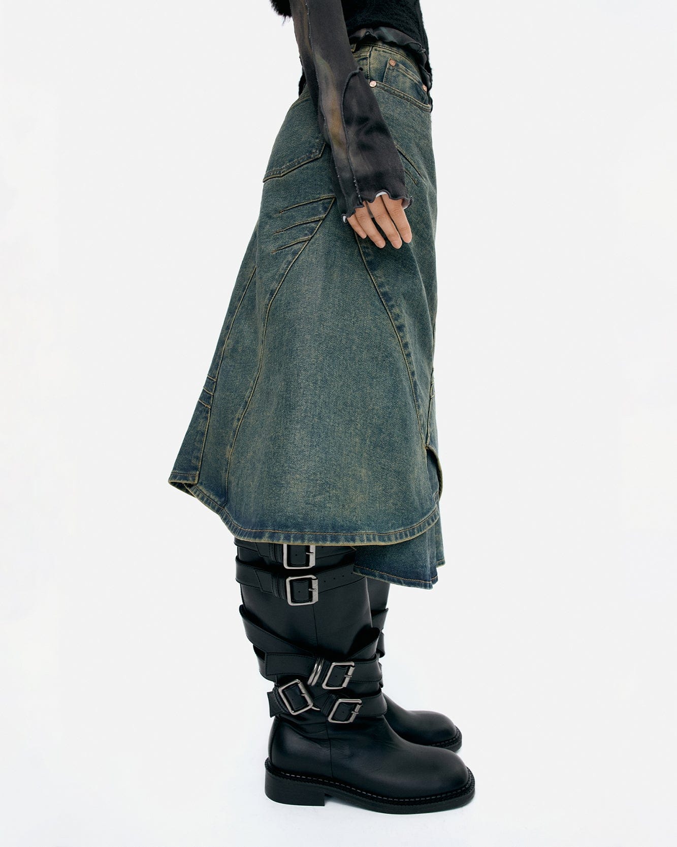 기타 CUSTOM FLARE LAYERED SKIRT apa846w(ARMY GREEN)