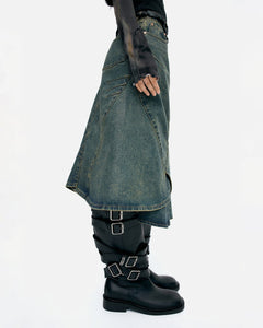기타 CUSTOM FLARE LAYERED SKIRT apa846w(ARMY GREEN)