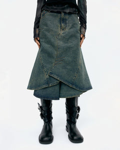 기타 CUSTOM FLARE LAYERED SKIRT apa846w(ARMY GREEN)