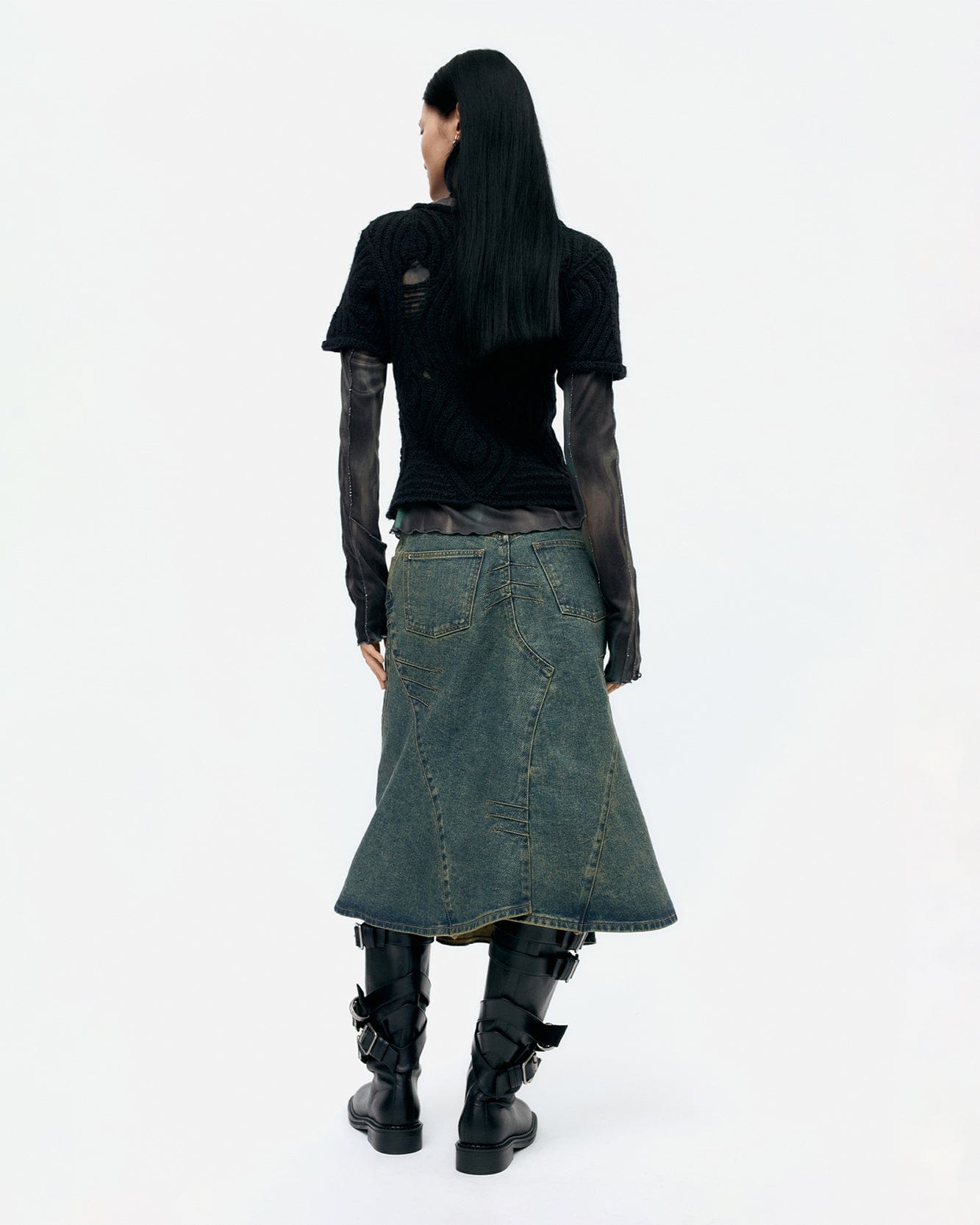 기타 CUSTOM FLARE LAYERED SKIRT apa846w(ARMY GREEN)