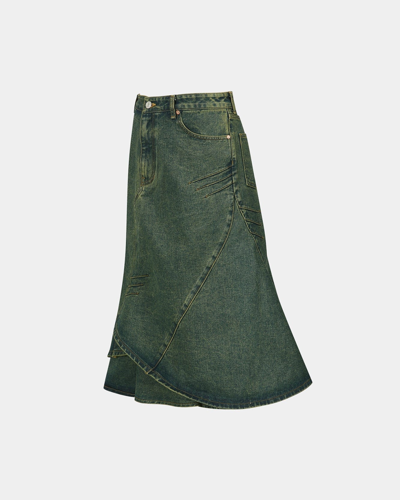 기타 CUSTOM FLARE LAYERED SKIRT apa846w(ARMY GREEN)
