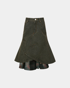 기타 CUSTOM FLARE LAYERED SKIRT apa847w(SUNSET BROWN)