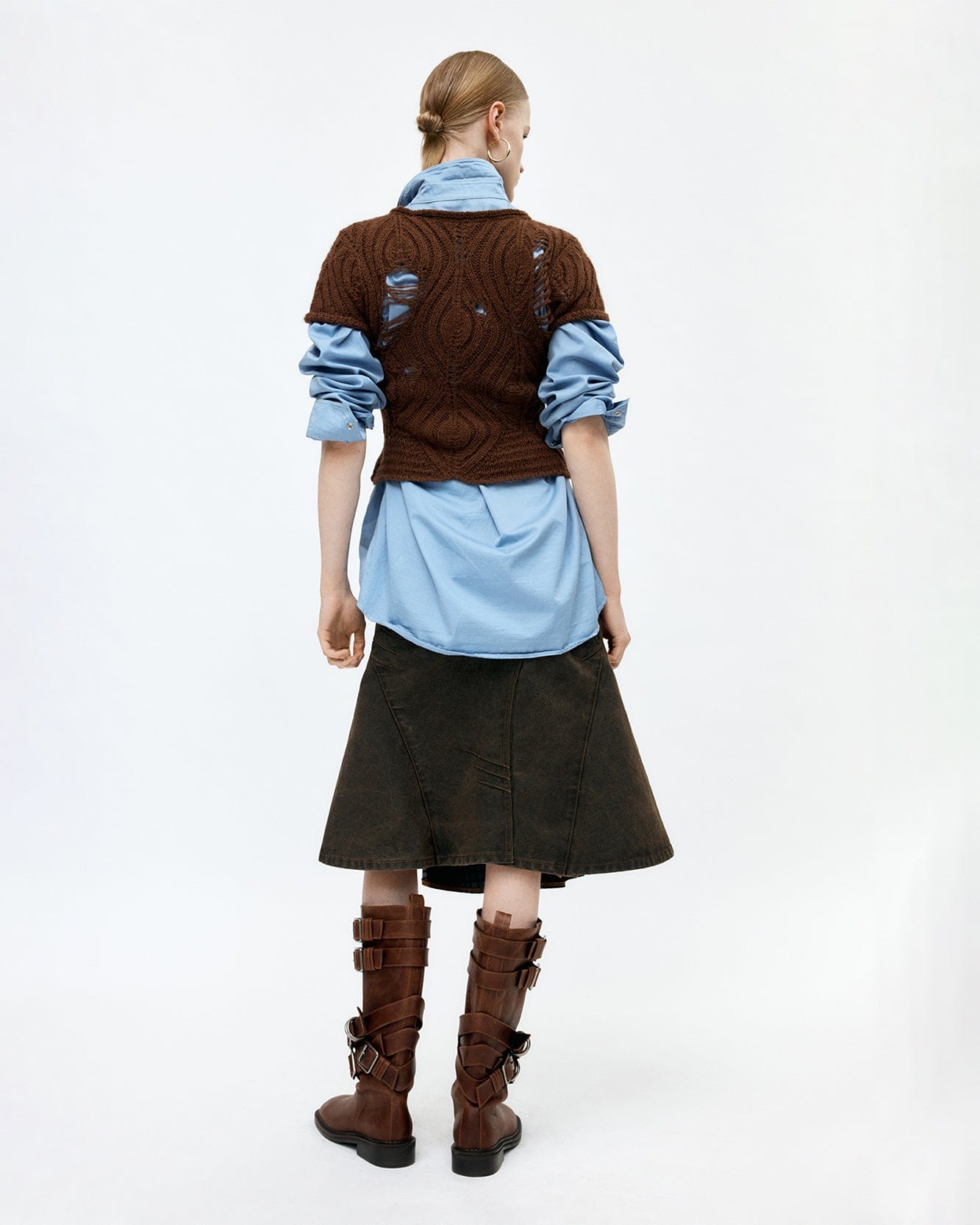 기타 CUSTOM FLARE LAYERED SKIRT apa847w(SUNSET BROWN)
