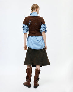 기타 CUSTOM FLARE LAYERED SKIRT apa847w(SUNSET BROWN)