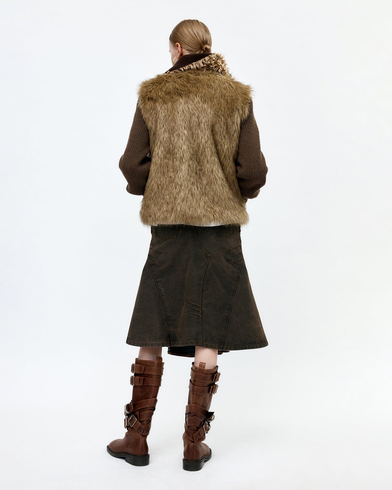 기타 CUSTOM FLARE LAYERED SKIRT apa847w(SUNSET BROWN)