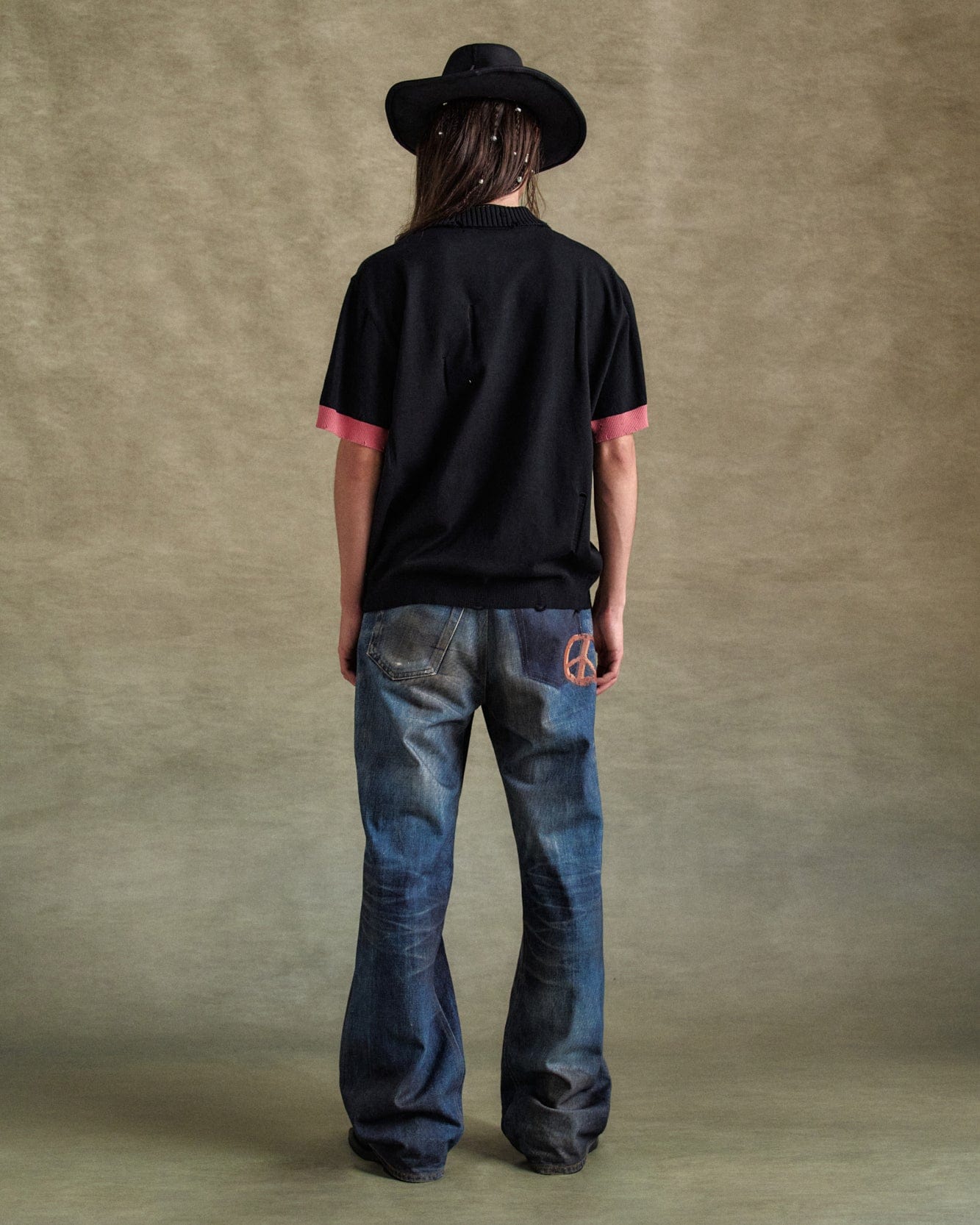 기타 DAMAGED POLO SWEATER atb1243m(BLACK/PINK)