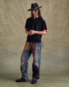 기타 DAMAGED POLO SWEATER atb1243m(BLACK/PINK)
