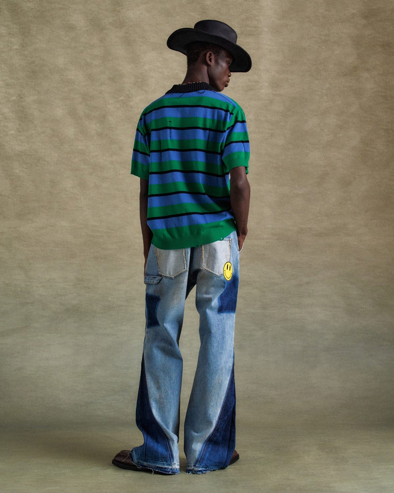 기타 DAMAGED STRIPE POLO SWEATER atb1242m(BLUE/GREEN/BLACK)