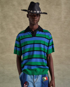 기타 DAMAGED STRIPE POLO SWEATER atb1242m(BLUE/GREEN/BLACK)
