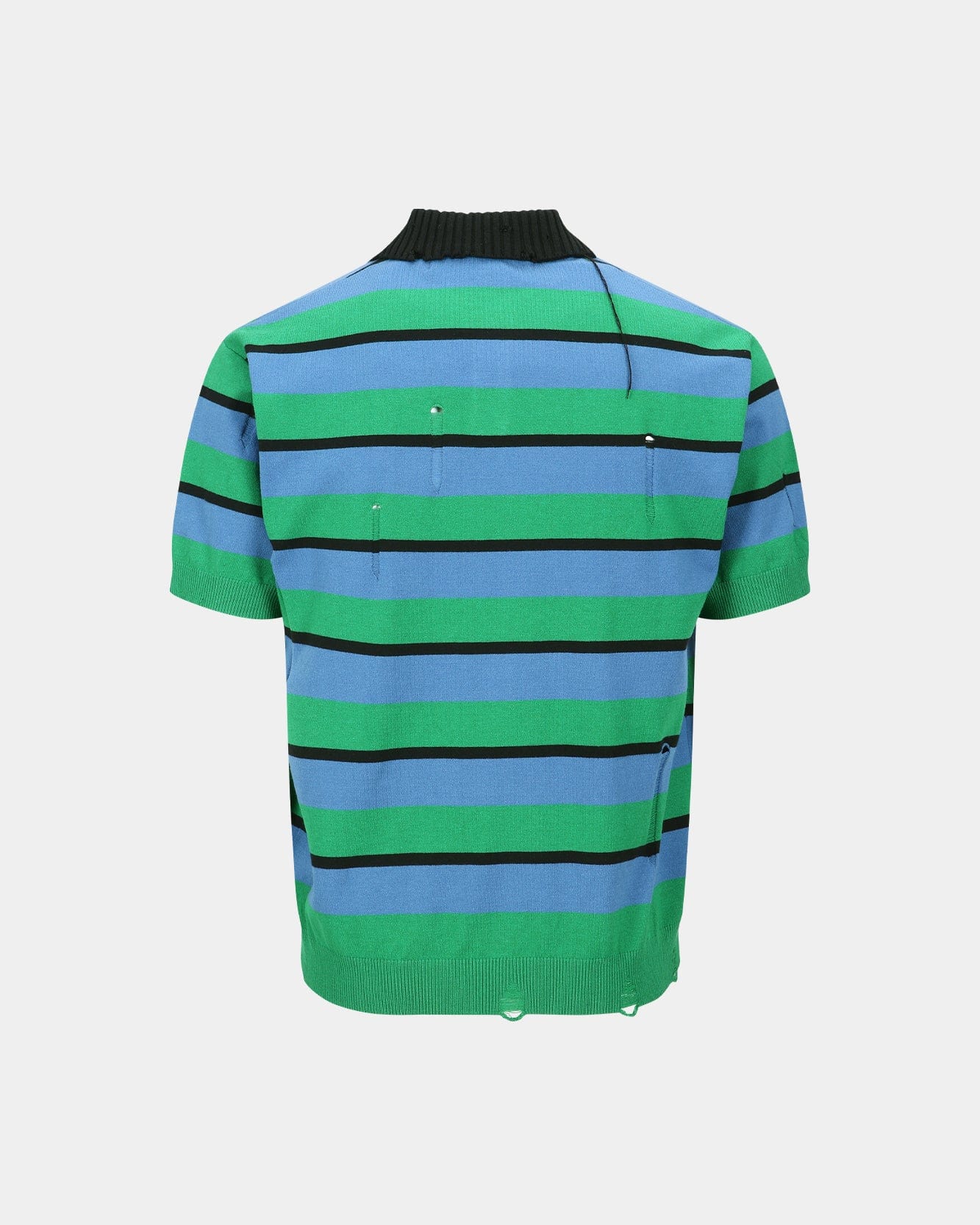 기타 DAMAGED STRIPE POLO SWEATER atb1242m(BLUE/GREEN/BLACK)