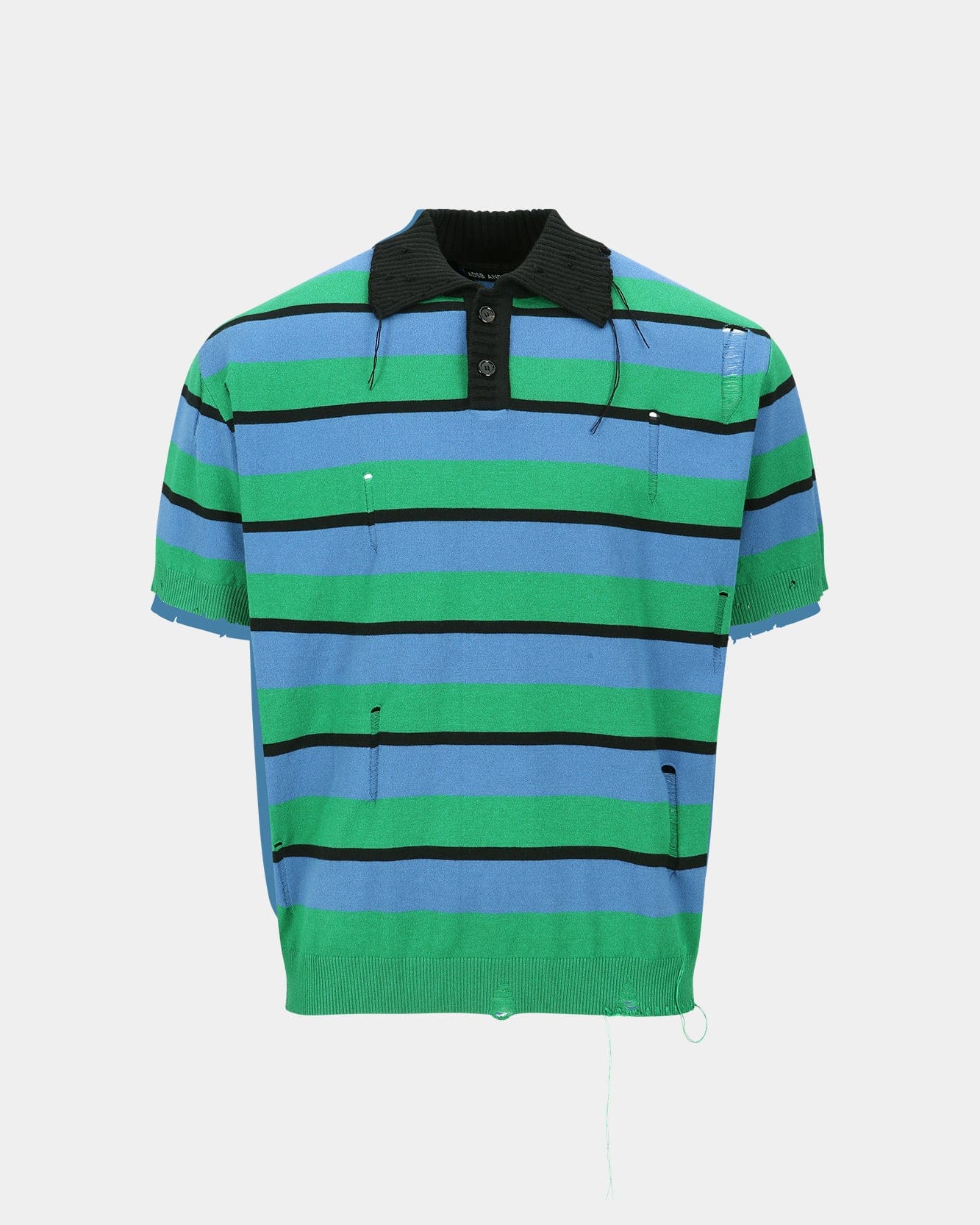 기타 DAMAGED STRIPE POLO SWEATER atb1242m(BLUE/GREEN/BLACK)