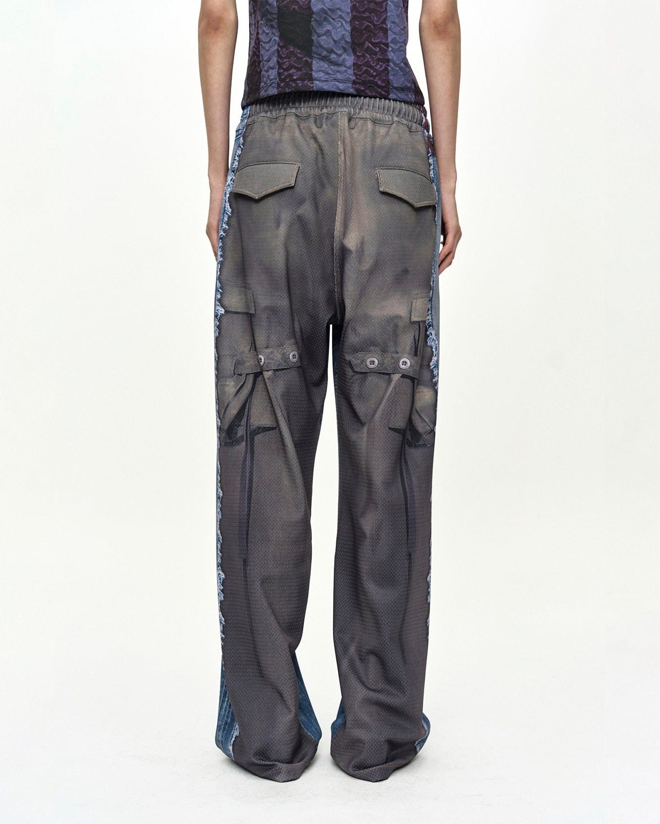 RESTOCK] DENIM & CARGO TROMPE L'OEIL MESH PANTS apa922u(MID BLUE