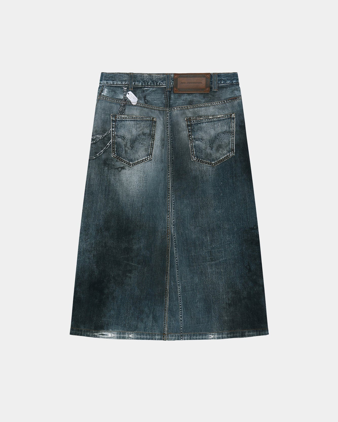 DENIM TROMPE-L'OEIL GRAPHIC WRAP SKIRT apa918w(MID BLUE