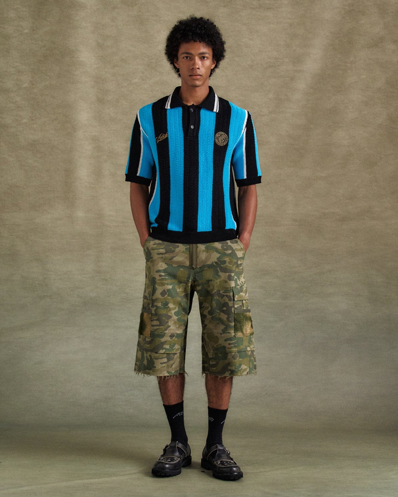 ■ANDERSSON BELL■  Camouflage Cargo Shorts apa808m(KHA DEPOT CAMOUFLAGE CARGO SHORTS apa808m(KHAKI) – Andersson Bell