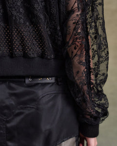 기타 DOUBLE LAYERED LOGO LACE SHORT BOMBER awa702w(BLACK)